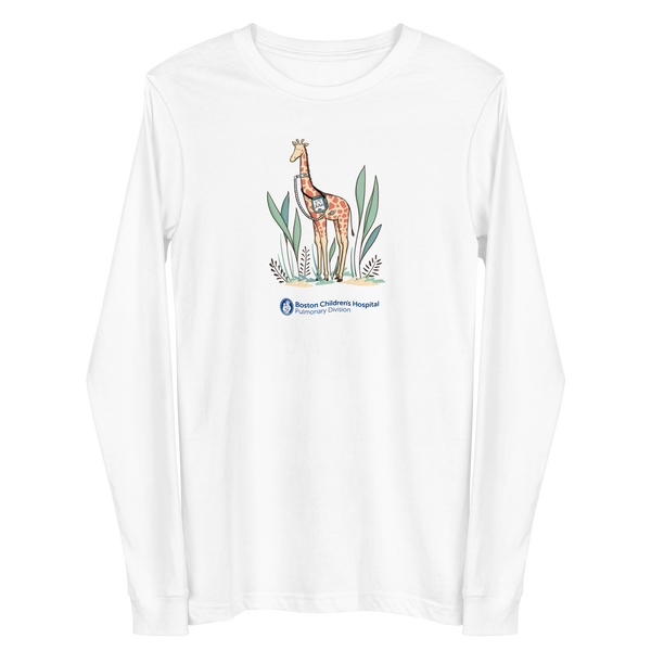 Z - Boston Children's Pulmonary Division - Junie The Giraffe- Adult Long Sleeve T-Shirt