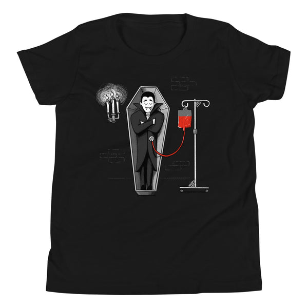 Vampire Tubie youth t-shirt in Black, front view
