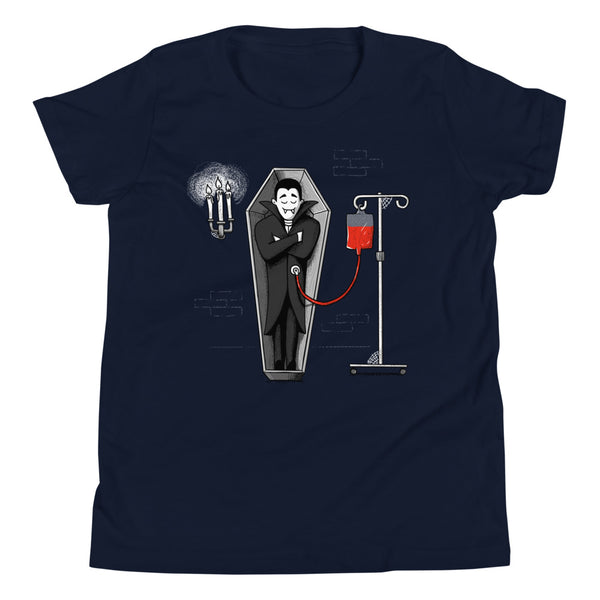 Vampire Tubie youth t-shirt in Navy, front view