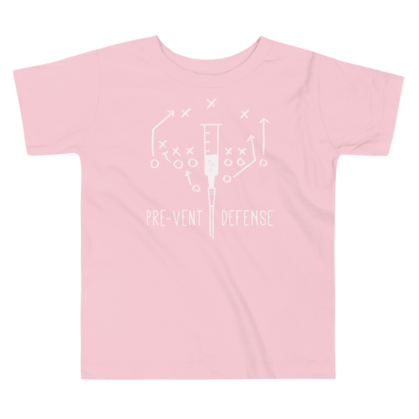 G-tube venting football play Xs and Os - prevent-defense for tubies with StomaStoma on a pink kids t-shirt.