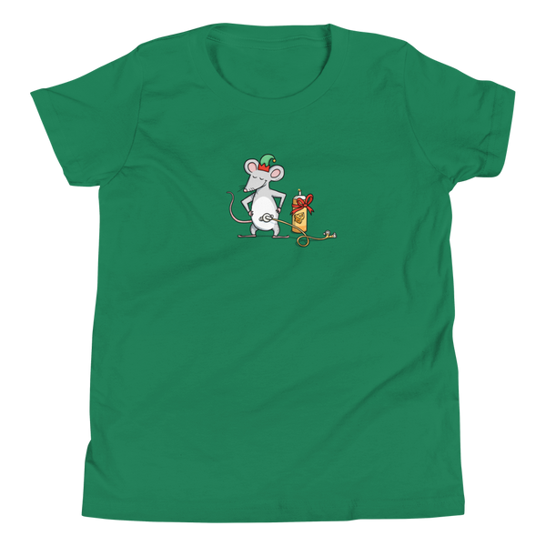 Christmas Mic-Key Mouse on a kelly green youth t-shirt
