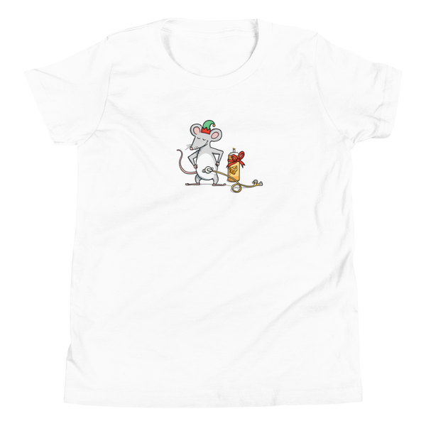 Christmas Mic-Key Mouse on a white youth t-shirt